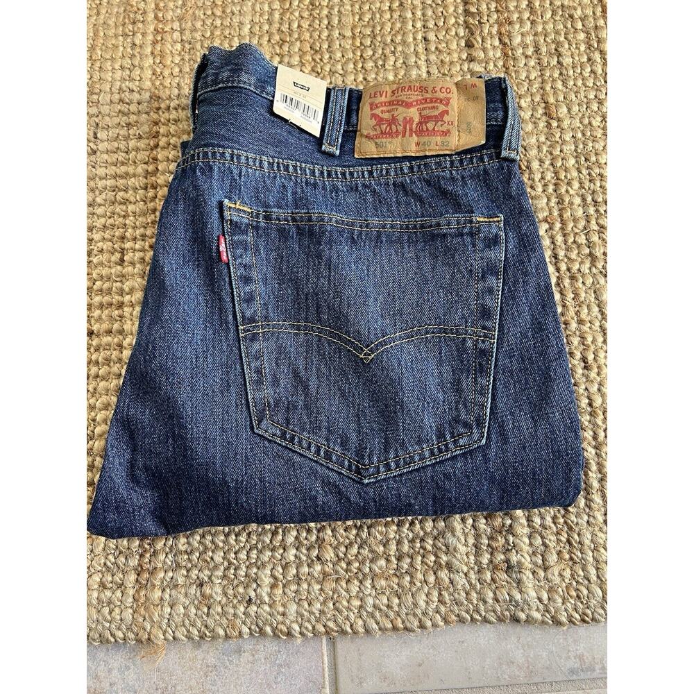 Levis 501 Original Jeans Mens 40X32 Blue Dark Wash NWT Botton Fly